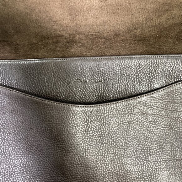 Eddie Bauer Brown Pebbled Leather Messenger Bag Travel Crossbody Suede Lined - Picture 3 of 9